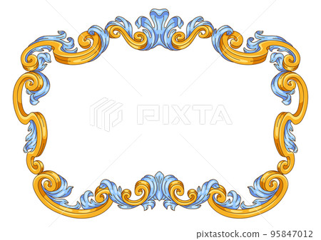Decorative floral frame in baroque style. Classical curling plant. 95847012