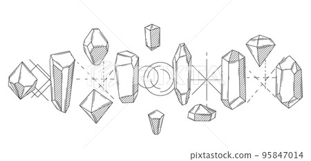 Background with crystals or crystalline minerals. Jewelry or semiprecious gem stones. 95847014