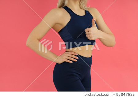 Concept of weight loss with young sporty woman 95847652