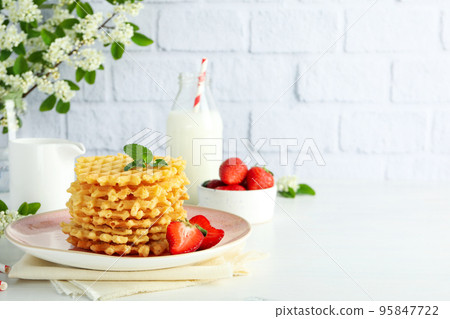 Concept of tasty food with wafers, space for text 95847722
