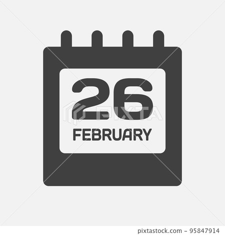 Icon day date 26 February, template calendar page 95847914