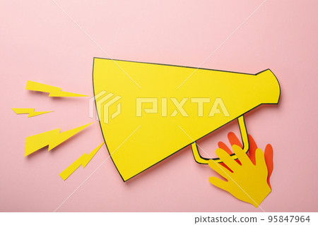 Important announcement or message concept with decorative megaphone Important announcement or message concept with decorative megaphone 95847964