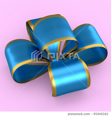 Realistic decorative bow or ribbon for gift box isolated on pink background. 95848162