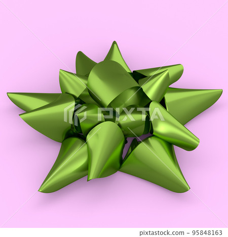 Realistic decorative bow or ribbon for gift box isolated on pink background. 95848163