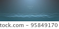 Abstract digital ocean with flowing particles and upper light. Cyber or technology background.Vector illustration. 95849170
