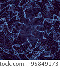 Wavy dance of particle around center. Abstract technology illustration 95849173