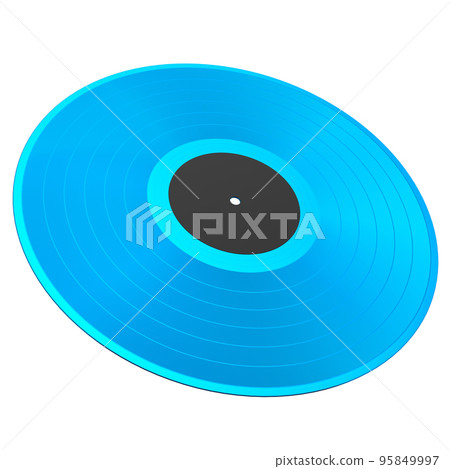 Black vinyl LP record with label isolated on white background. Black vinyl LP record with label isolated on white background. 95849997