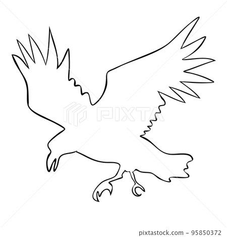 Realistic raven vector silhouette for icon. Hand drawn style 95850372