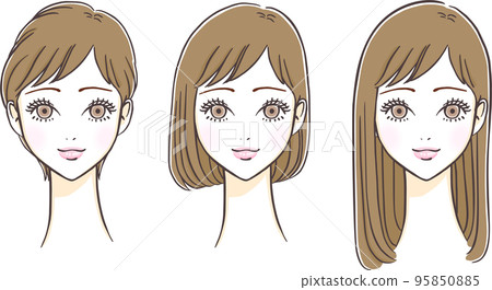Illustration set of short hair, medium hair and long hair Illustration set of short hair, medium hair and long hair 95850885