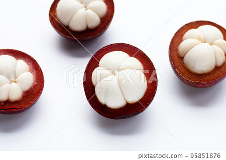 Mangosteen on white background. 95851876