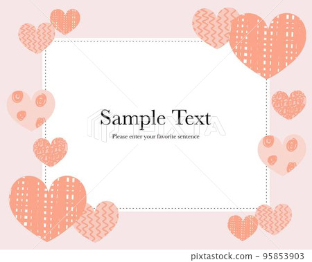 Hand drawn pattern heart illustration frame (pink) - Stock Illustration ...