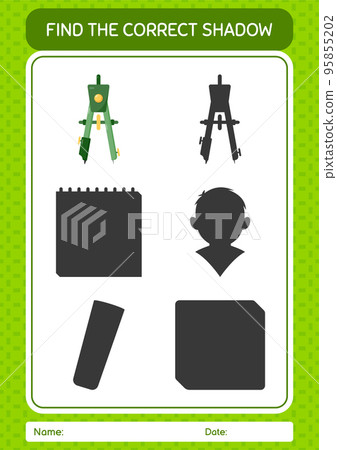 Find the correct shadows game with bow compass. worksheet for preschool kids, kids activity sheet Find the correct shadows game with bow compass. worksheet for preschool kids, kids activity sheet 95855202