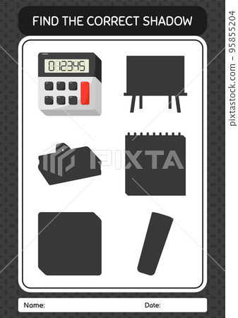 Find the correct shadows game with calculator. worksheet for preschool kids, kids activity sheet Find the correct shadows game with calculator. worksheet for preschool kids, kids activity sheet 95855204