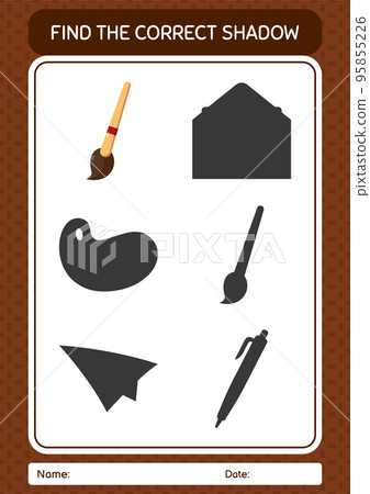 Find the correct shadows game with paint brush. worksheet for preschool kids, kids activity sheet Find the correct shadows game with paint brush. worksheet for preschool kids, kids activity sheet 95855226