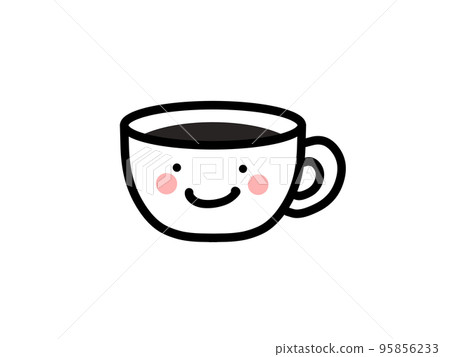 松臉咖啡杯插畫素材 95856233