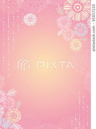 Hand drawn flowers and leaves pink design background 95857220
