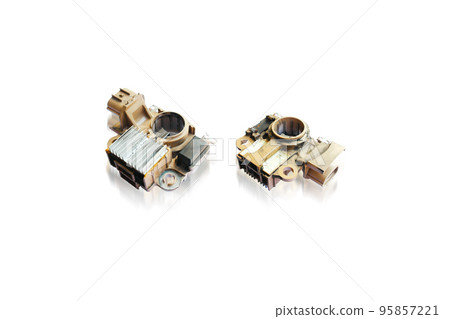 Front and back of old rectifier automotive alternator with trouble Front and back of old rectifier automotive alternator with trouble 95857221