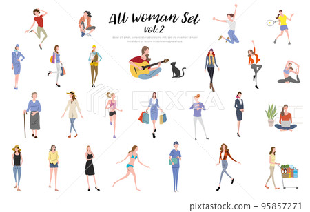 Vector illustration material: many women, people set 95857271