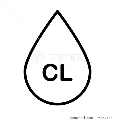 Drop with chlorine. Water containing chlorine linear icon vector for graphic design, logo, web site, social media, mobile app, ui 95857572