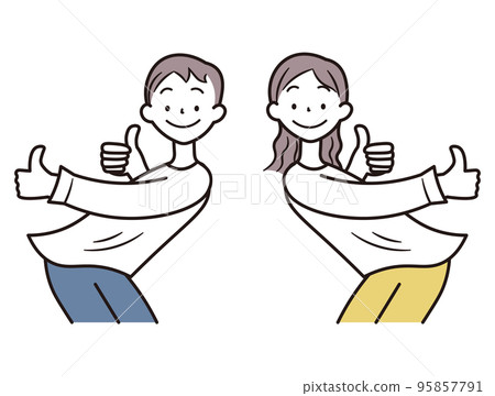 一個女人和一個男人快樂地跳舞的插圖素材 95857791