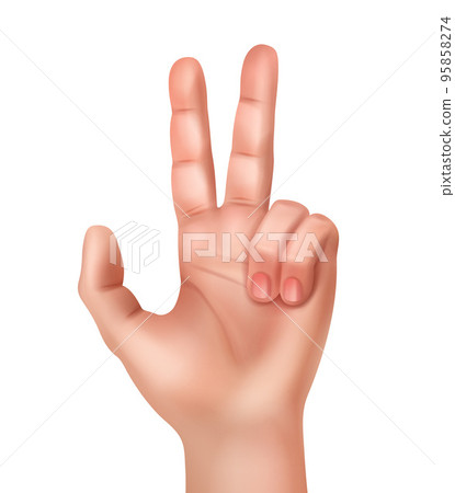 Hand showing victory sign-插圖素材 [95858274] - PIXTA圖庫