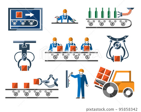 Industrial and engineering icons set in flat design style Industrial and engineering icons set in flat design style 95858342