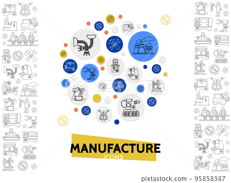 Manufacturing Line Icons Template 95858387