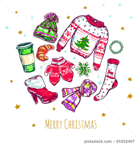 Merry Christmas Clothes Composition 95858407