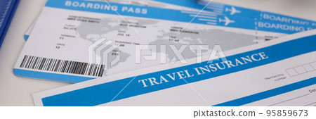 Airplane tickets, empty travel insurance form with pen, fill in information Airplane tickets, empty travel insurance form with pen, fill in information 95859673