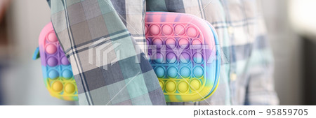 Woman hold bright pops it pencil case, school pencil case for stationery 95859705