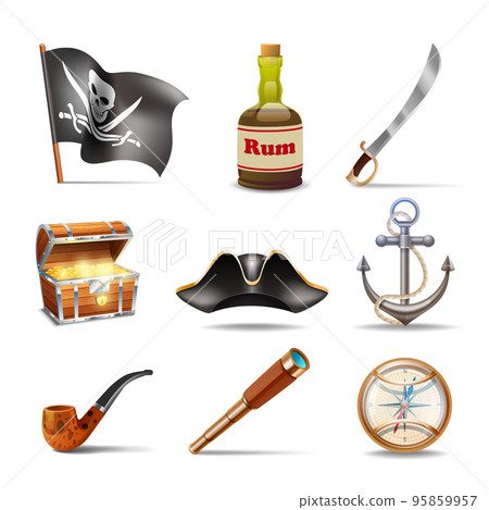 Pirate icons set colorful Pirate icons set colorful 95859957