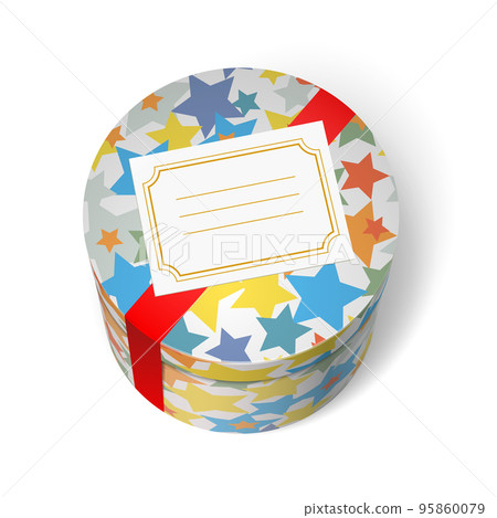 Party present box with stars and red ribbon Party present box with stars and red ribbon 95860079