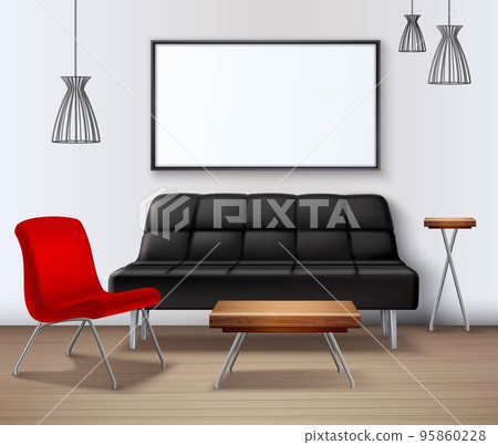 Modern Urban Interior Mockup Realistic Poster Modern Urban Interior Mockup Realistic Poster 95860228