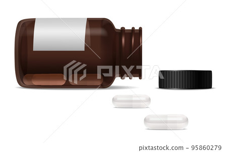 Bottle For Pills And Scattered Capsules Bottle For Pills And Scattered Capsules 95860279