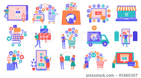 Online Shopping Commerce Set 95860307