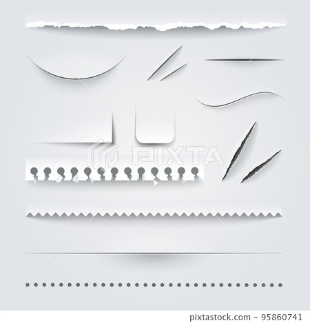 White Paper Edges Shadows Realistic Set White Paper Edges Shadows Realistic Set 95860741