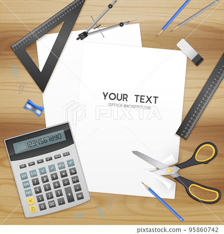 Office Accessories Realistic Background Poster Office Accessories Realistic Background Poster 95860742