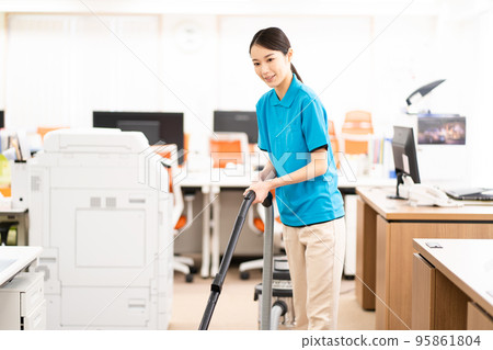 Cleaning staff (young woman, vacuum cleaner) Cleaning staff (young woman, vacuum cleaner) 95861804