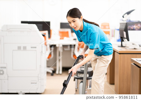 Cleaning staff (young woman, vacuum cleaner) Cleaning staff (young woman, vacuum cleaner) 95861811
