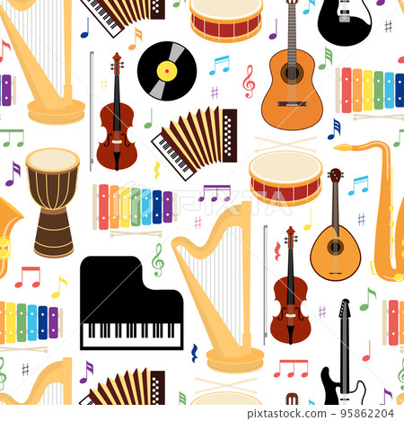 Musical instruments seamless pattern 95862204