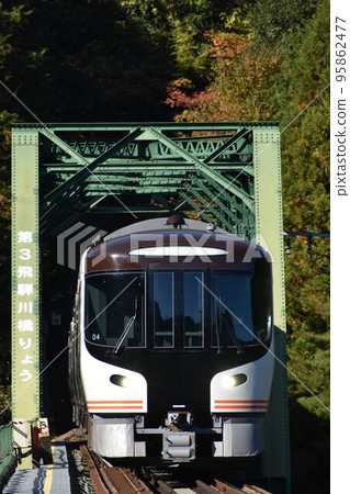 Express Hida crossing the iron bridge Express Hida crossing the iron bridge 95862477