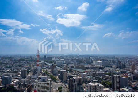 Urban scenery from the Kanayama district of Nagoya City to the direction of Nagoya Port | Nagoya City, Aichi Prefecture 95862519