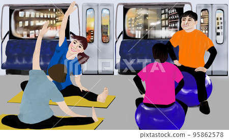 Exercise on the commuter train Exercise on the commuter train 95862578