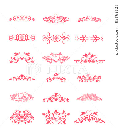 Pink Decorative Vector Curly Elements Pink Decorative Vector Curly Elements 95862629