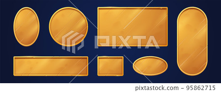 Gold game signs, name plates, empty golden plaques 95862715