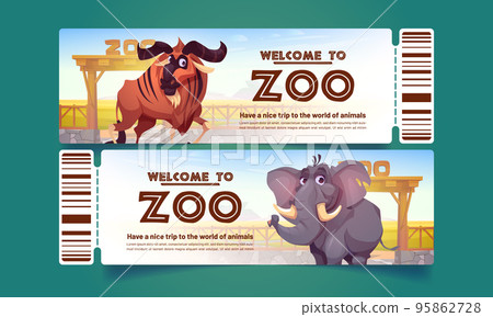 Zoo tickets with buffalo and elephant animals Zoo tickets with buffalo and elephant animals 95862728