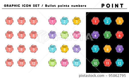 Point heading bullet icon set (POINT 1 to 12) / color variation Point heading bullet icon set (POINT 1 to 12) / color variation 95862795