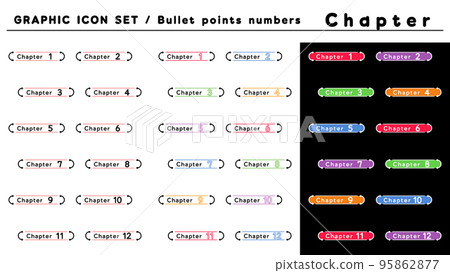 Chapter heading bullet icon set (Chapter 1 to 12) / color variation 95862877