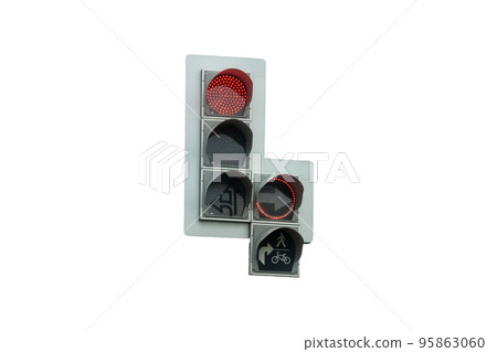 Red traffic light isolated on white background Red traffic light isolated on white background 95863060