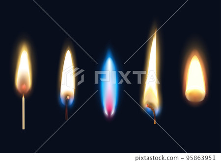 Realistic Burning Flames Set Realistic Burning Flames Set 95863951